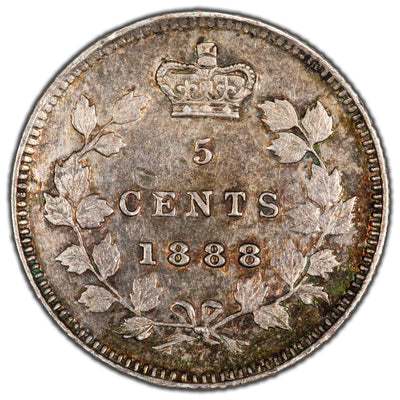 Canada 1888 5 Cents Silver Coin - EF