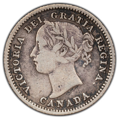 Canada 1871 10 Cents Dime Silver Coin - Fine +