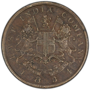 SOLD East India Company 1834 Small Letters 1/2 Anna Coin KM #253