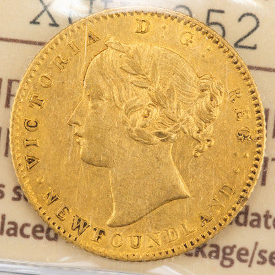 SOLD Newfoundland 1865 $2 Two Dollars Gold Coin - ICCS AU-55