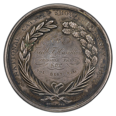 SOLD Ireland 1853 Royal Agricultural Society National Cattle Show Award Medal Silver 51mm