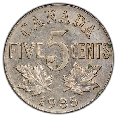 Canada 1935 5 Cents Nickel Coin - EF-45