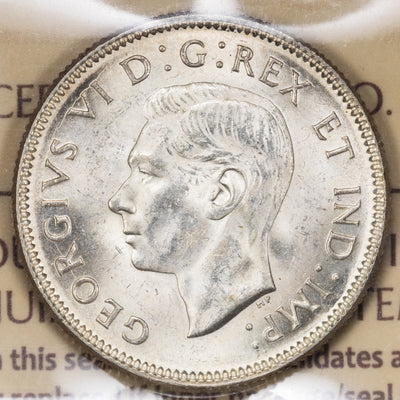 SOLD Canada 1938 25 Cents Quarter Silver Coin - ICCS MS-65