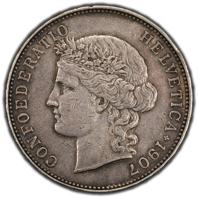 SOLD Switzerland 1907 5 Francs Silver Coin