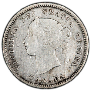 SOLD Canada 1887 5 Cents Silver Coin - Damaged