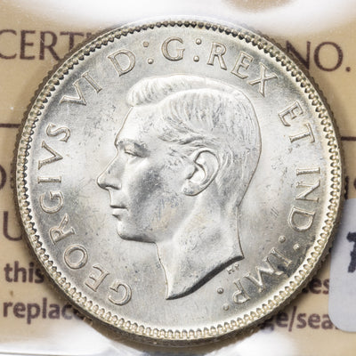 SOLD Canada 1938 25 Cents Quarter Silver Coin - ICCS MS-64