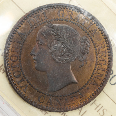 SOLD Canada 1858 1 Large Cent Coin - ICCS Specimen SP-65 Red & Brown