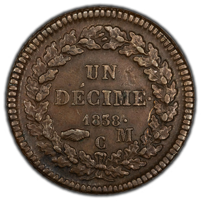 Monaco 1838 Decime Coin KM #97.1