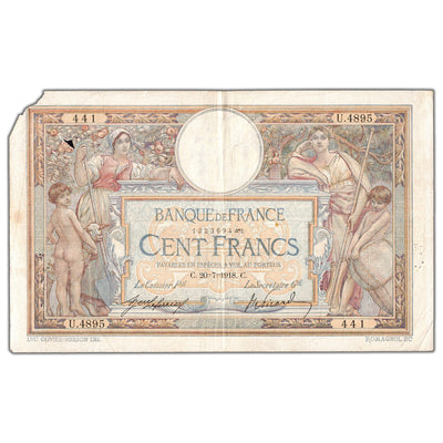 France 1911 100 Francs Note P #71a - Damaged
