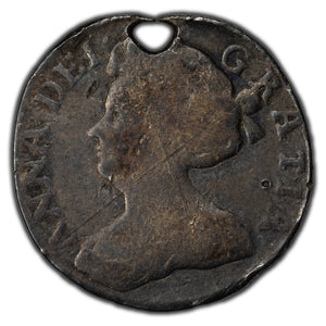 SOLD Great Britain 1707 6 Pence Silver Coin KM #522.1  - Holed
