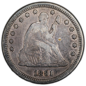 SOLD United States 1891 25 Cents Seated Liberty Quarter Silver Coin