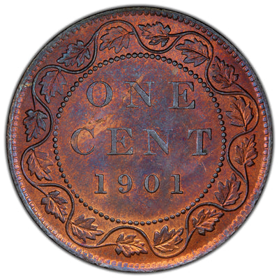 Canada 1901 One Large Cent Coin - Choice Uncirculated (carbon spots)