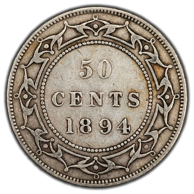 SOLD Newfoundland 1894 50 Cents Half Dollar Silver Coin - Very Fine