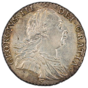 SOLD Great Britain 1787 No Hearts One Shilling Silver Coin S-3743