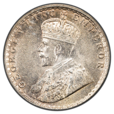 India 1917 1/4 Rupee Silver Coin KM #518