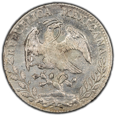 SOLD Mexico Chihuahua 1895 Ca MM 8 Reales Silver Coin - Chopmarks - Cleaned