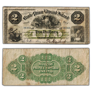 SOLD $2 1877 Bank of Prince Edward Island Chartered Note CH #600-12-08 - F/VF