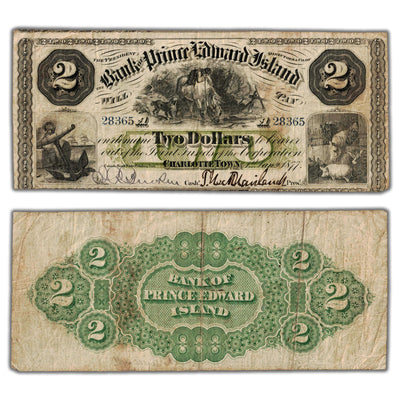 SOLD $2 1877 Bank of Prince Edward Island Chartered Note CH #600-12-08 - F/VF