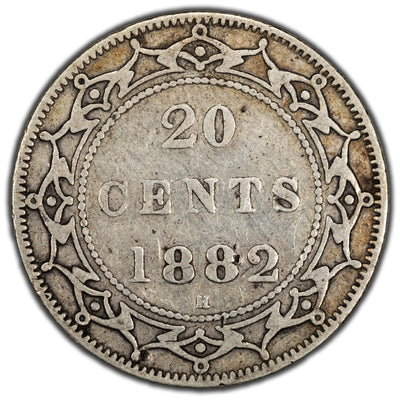 Newfoundland 1882-H 20 Cents Silver Coin - Fine+