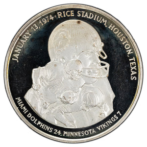 SOLD United States 1974 NFL Super Bowl VIII 60g .999 Fine Silver Medal 50mm