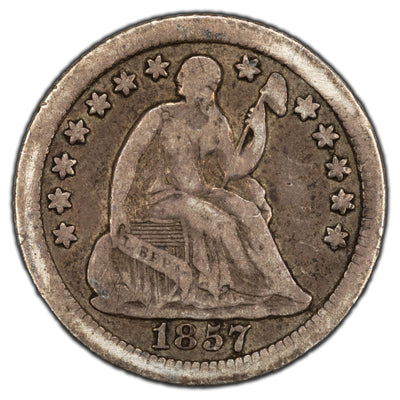 United States 1857-O Seated Liberty Half Dime Silver Coin
