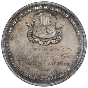 SOLD Ireland 1863 Santry School Dublin Good Conduct and Diligent Study Silver Medal 43.5mm