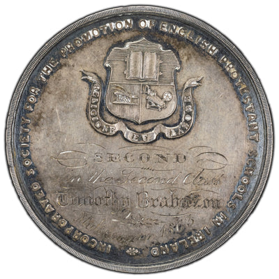 SOLD Ireland 1863 Santry School Dublin Good Conduct and Diligent Study Silver Medal 43.5mm