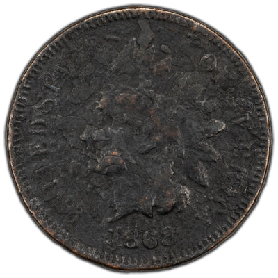 United States 1868 Indian Head One Cent Coin - Better Date! (corrosion)