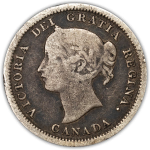 SOLD Canada 1870 Flat Rim 5 Cents Silver Coin - Very Good