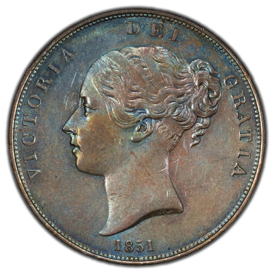 SOLD Great Britain 1851 Far Colon One Penny Coin KM #739