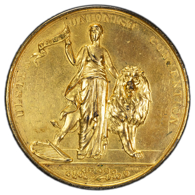 Ireland 1892 Ulster Unionist Convention Gilt Bronze Medal 38mm BHM #3433