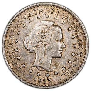 SOLD Brazil 1913 1000 Reis Silver Coin KM #513