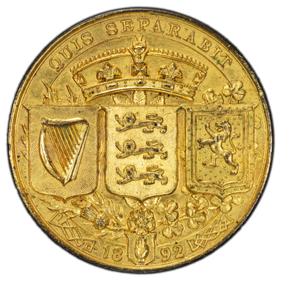 Ireland 1892 Ulster Unionist Convention Gilt Bronze Medal 38mm BHM #3433