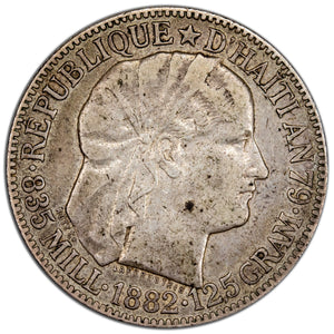 SOLD Haiti 1882 50 Centimes Silver Coin