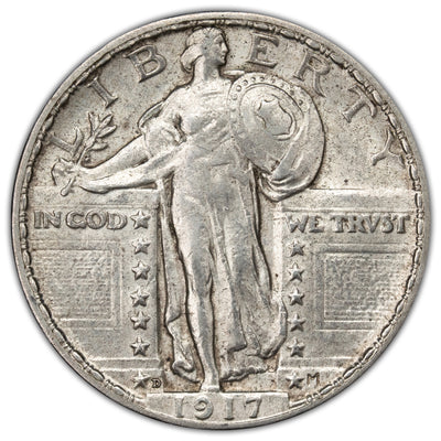 United States 1917-D Type 1 25 Cents Standing Liberty Quarter Coin