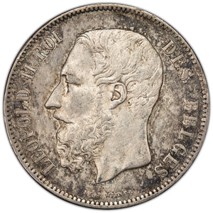 SOLD Belgium 1870 5 Francs Silver Coin KM #24 - Hairlines