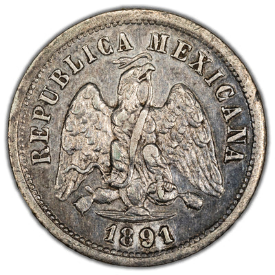 Mexico 1891 Ca M 10 Centavos Silver Coin