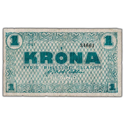 Iceland 1941 1 Krona Note P #22g - Circulated
