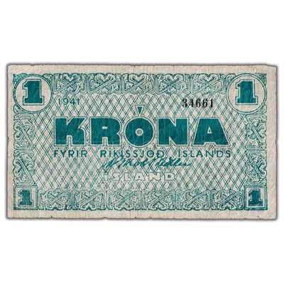 SOLD Iceland 1941 1 Krona Note P #22g - Circulated