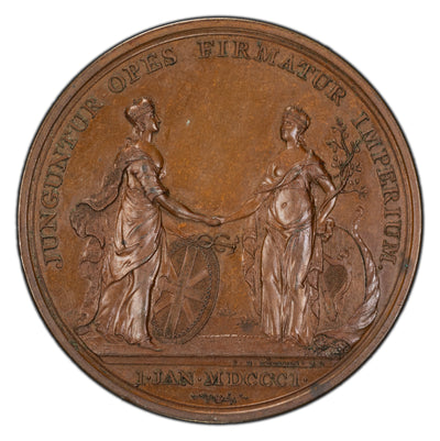 Great Britain 1801 Union of England & Ireland Bronze Medal 48mm BHM #524