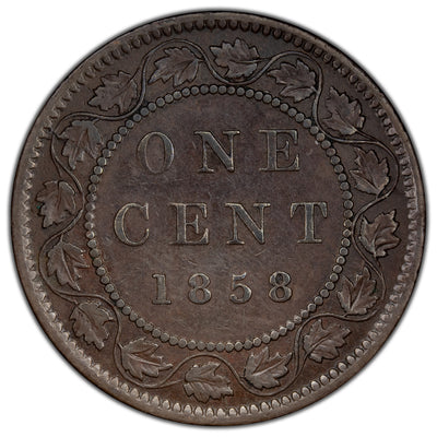 SOLD Canada 1858 1 Large Cent Coin - Fine +