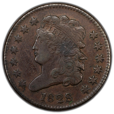 SOLD United States 1828 1/2 Half Cent Capped Bust Coin