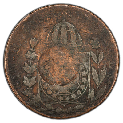 Brazil 1831 R 80 Reis Coin - 40 Reis Countermark KM #444