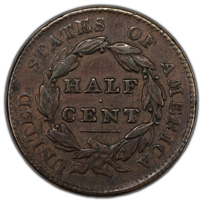 SOLD United States 1828 1/2 Half Cent Capped Bust Coin