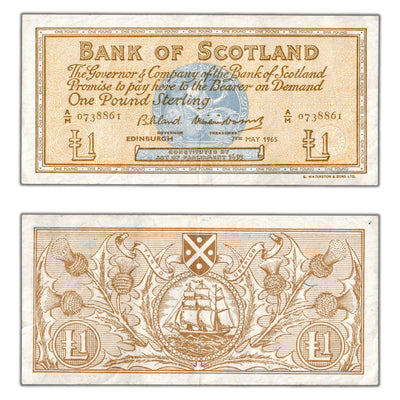 Scotland 1965 1 One Pound Note P #102b - VF+