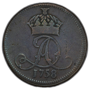 SOLD Isle of Man 1758 One Penny Coin KM #7