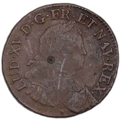 SOLD France 1725-T Ecu Silver Coin - Environmental Damage / Obv. Scratch