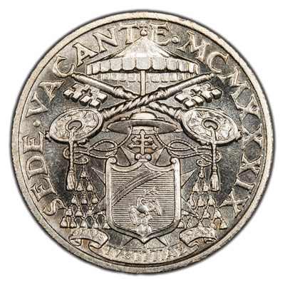 SOLD Vatican 1939 10 Lire Silver Coin KM #8