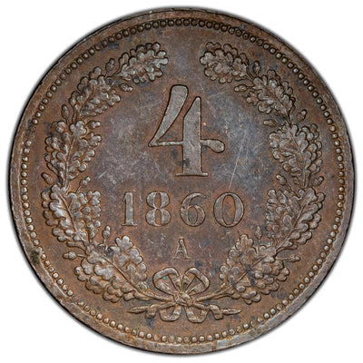 Austria 1860 A 4 Kreuzer Coin KM #219