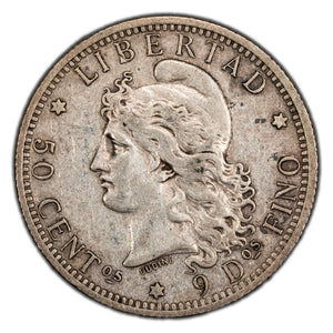 SOLD Argentina 1883 50 Centavos Silver Coin KM #28